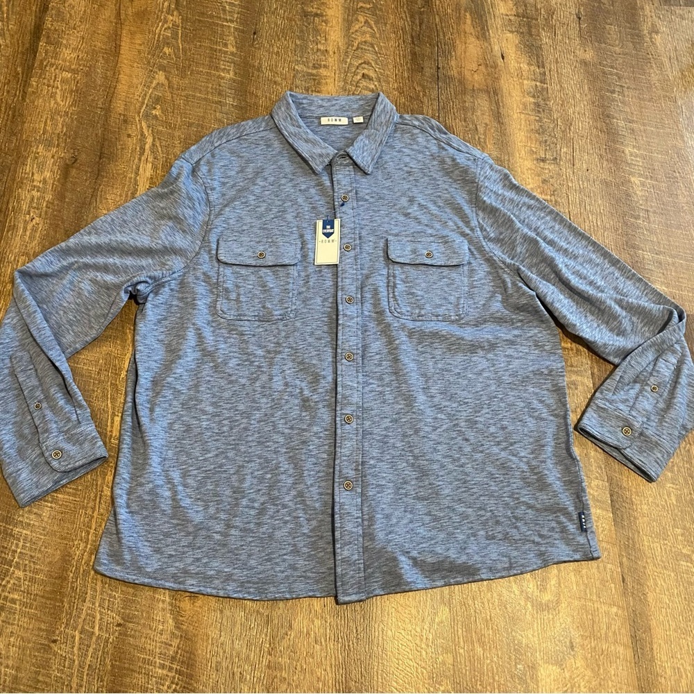 NWT Rowm Men's Blue Button-Up Shacket Shirt Size XXL